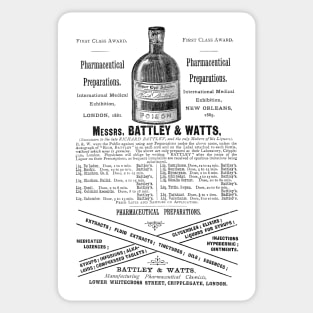 Battley & Watts - Pharmaceutical Chemists - 1891 Vintage Advert Sticker